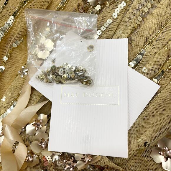 MAC DUGGAL 5223 Sequin & Floral Embellished Evening Gown Champagne 12 NEW - Picture 6 of 10